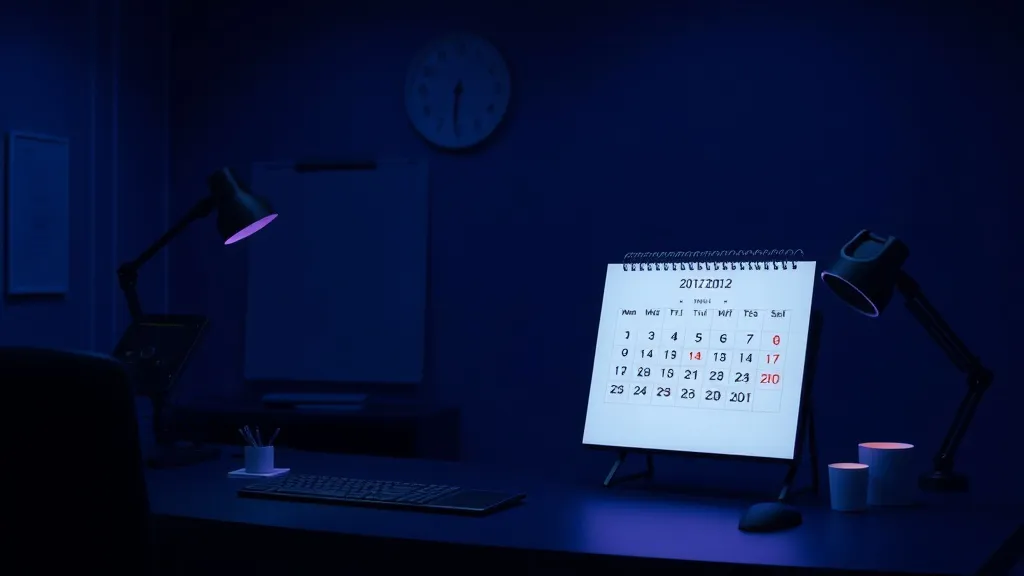 A minimalist professional office desk with a clean annual ca